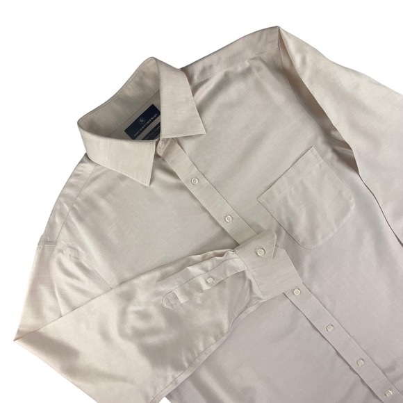 Hart Schaffner Marx Other - Hart Schaffner Marx Dress Shirt Mens 15.5/33 Cream Regular Fit Pima Cotton